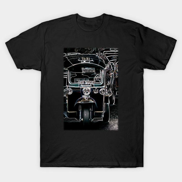 Tuk Tuks At Night In Thailand - Abstract Illustration T-Shirt by VintCam